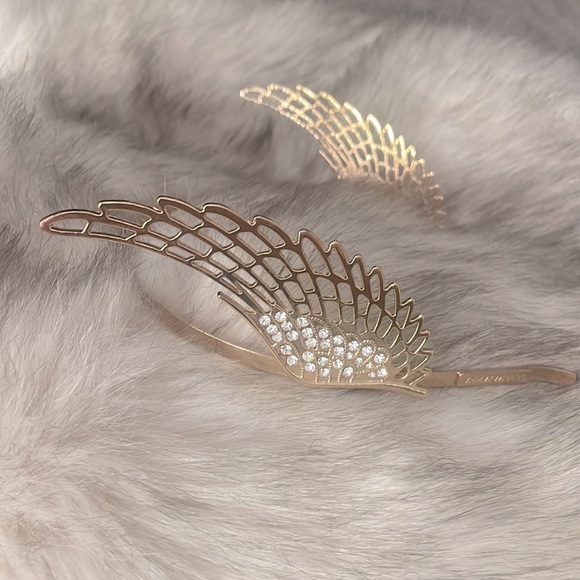 Golden Wing Headband with Crystal Embellishment. - Picture 1 of 3